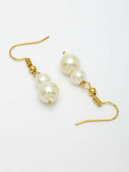 NVR Women's White Pearl Gold-Polished Long Necklace with Earrings