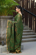 Beatitude Green Cotton Floral Jamdani Saree
