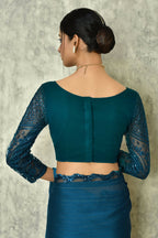 Blue Silk Stripe Saree With Blouse Piece - Purvi