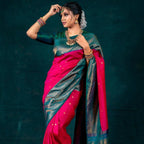 DEIANA'S Beautiful Designer Golden zari Soft Lichi Silk Saree - Pink