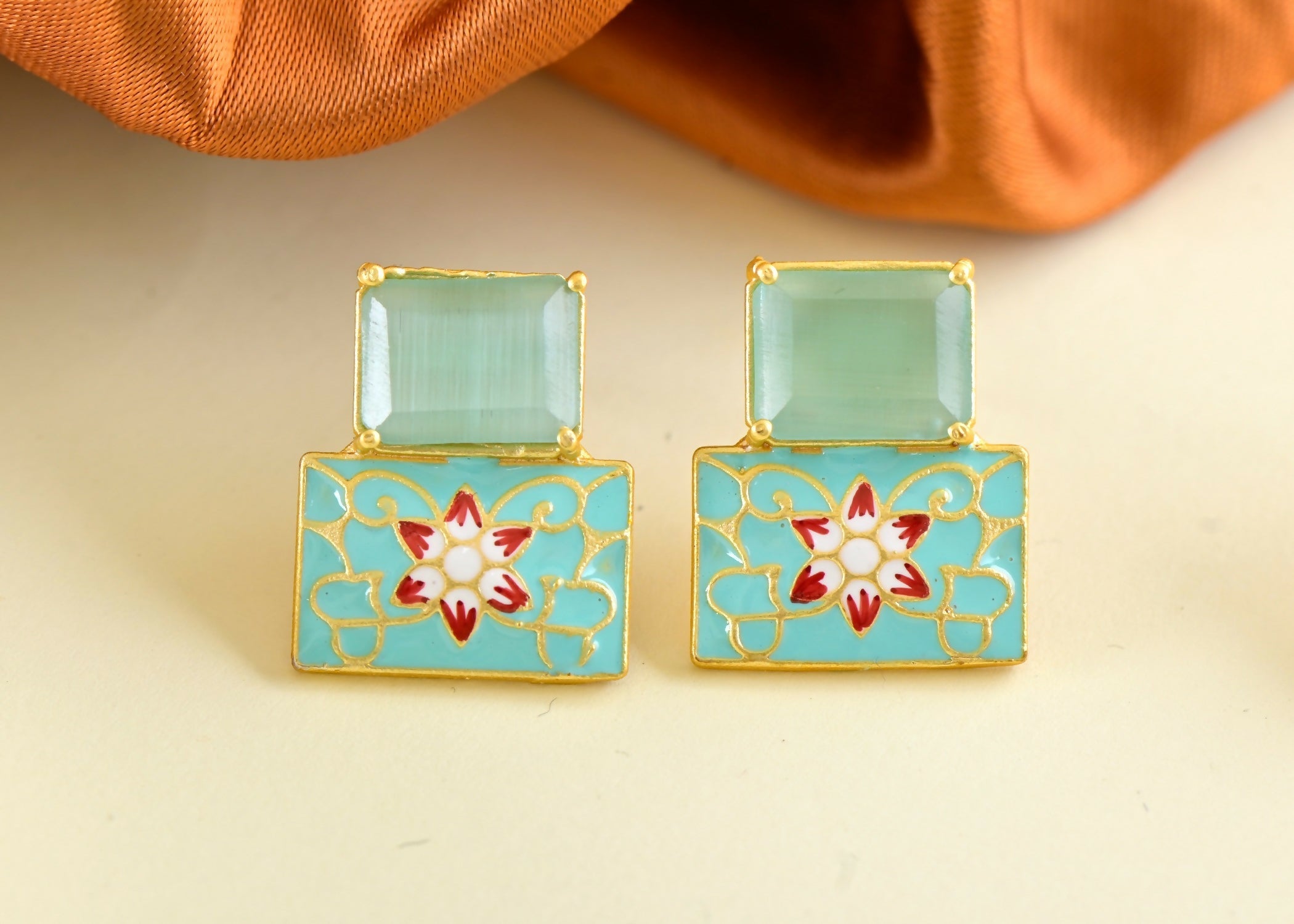 Joban Fashion Women Brass Mint Green Onyx Earrings - Distacart