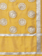 Myshka Women Yellow Silk Blend Solid Sleeveless Round Neck Neck Kurta Palazzo Dupatta Set