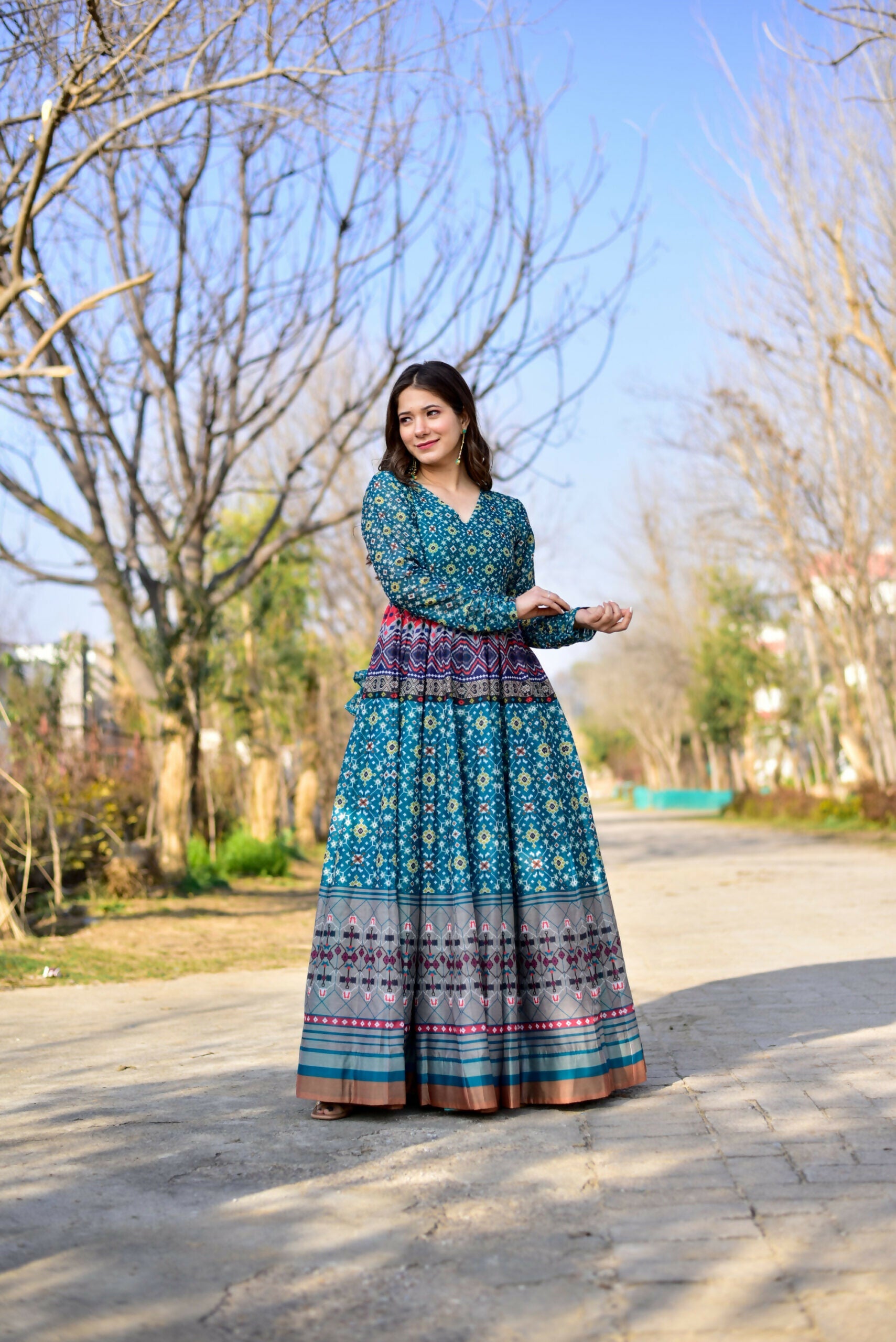 Aayaa Pure Chanderi Gown With Heavy Digital Print - Multi Color - Distacart