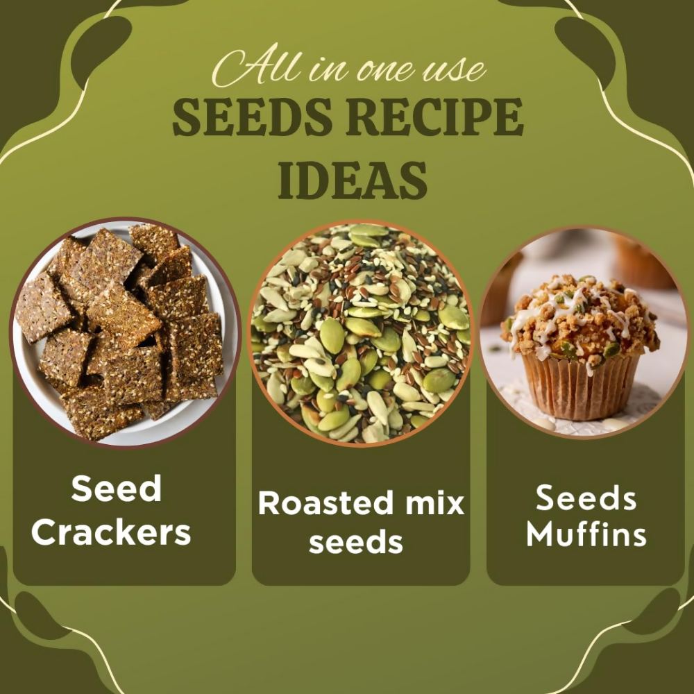 Nature Yard Raw Seeds Combo Pack - Pumpkin, Chia, sunflower & Flax Seeds