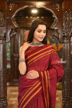 Very Much Indian Handloom Cotton Viscose Ilkal Saree Bright Maroon With Red Border - Distacart