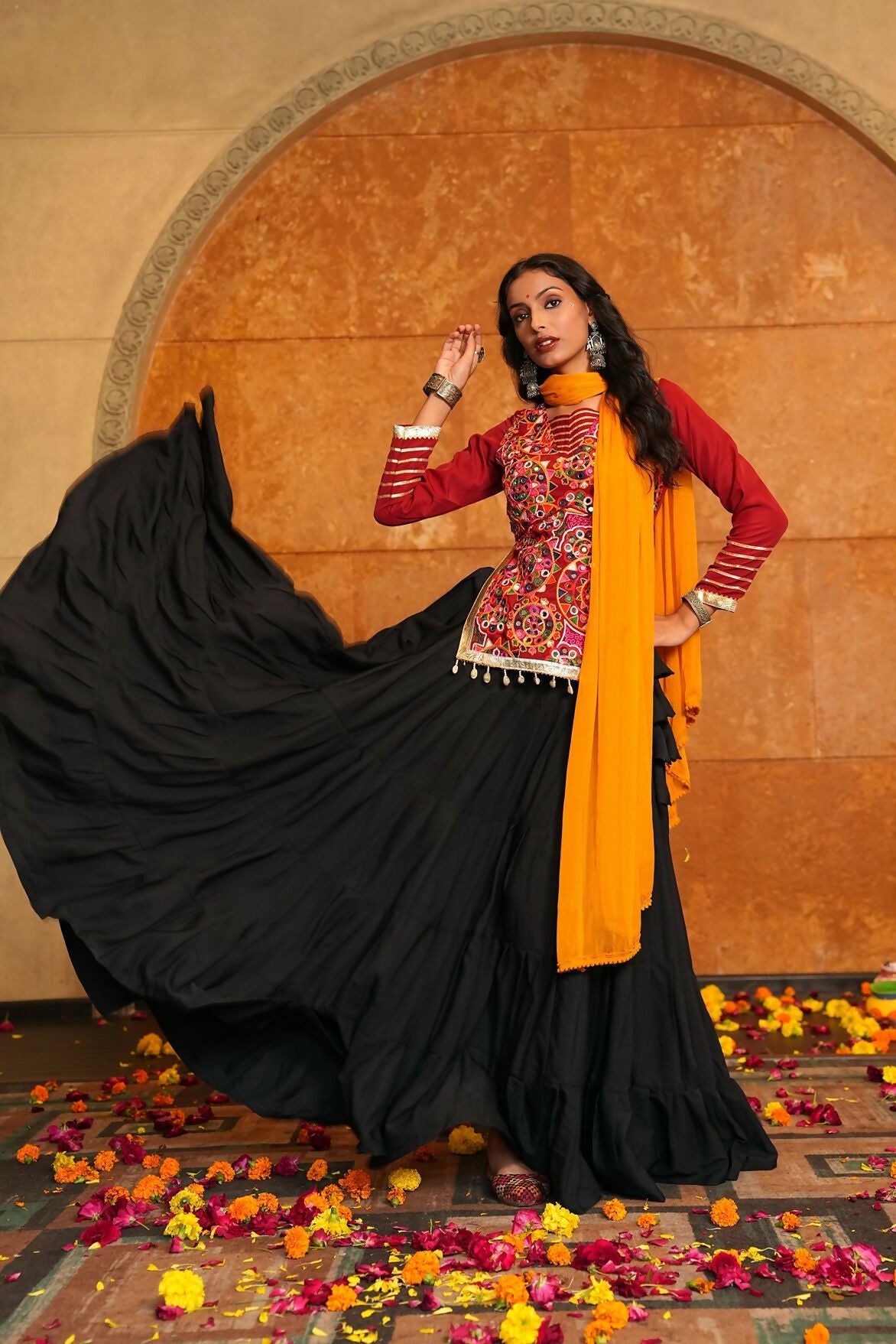 AI Fashion Black Crepe Designer Navratri Wear Lehenga Choli Collection