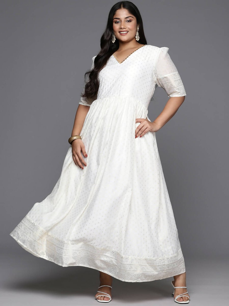 Ahalyaa Women's Traditional wear Ethnic Dress - Off White - Distacart