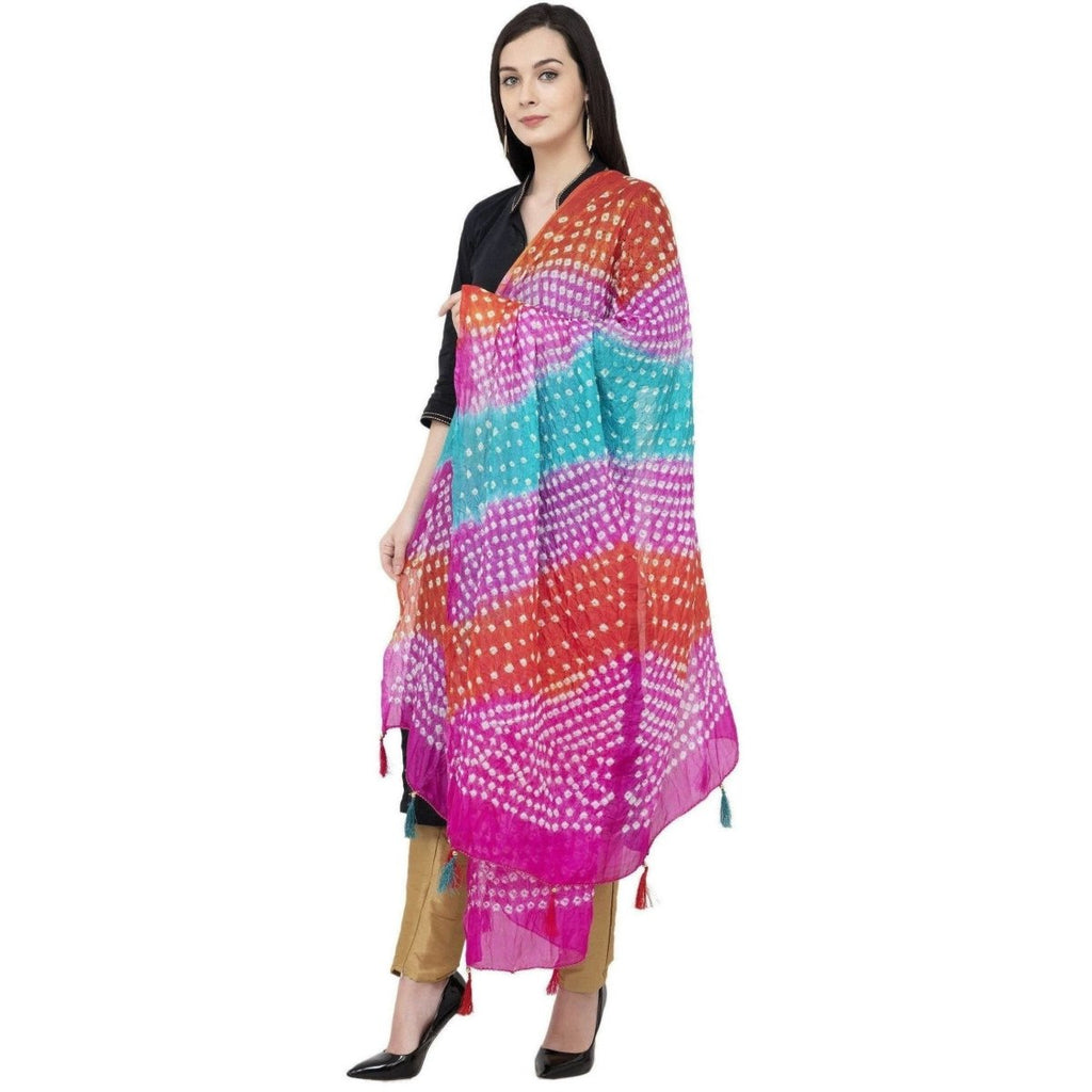 A R Silk Bandhej Multi Tasal Fancy Dupatta Color Multi color Dupatta or Chunni