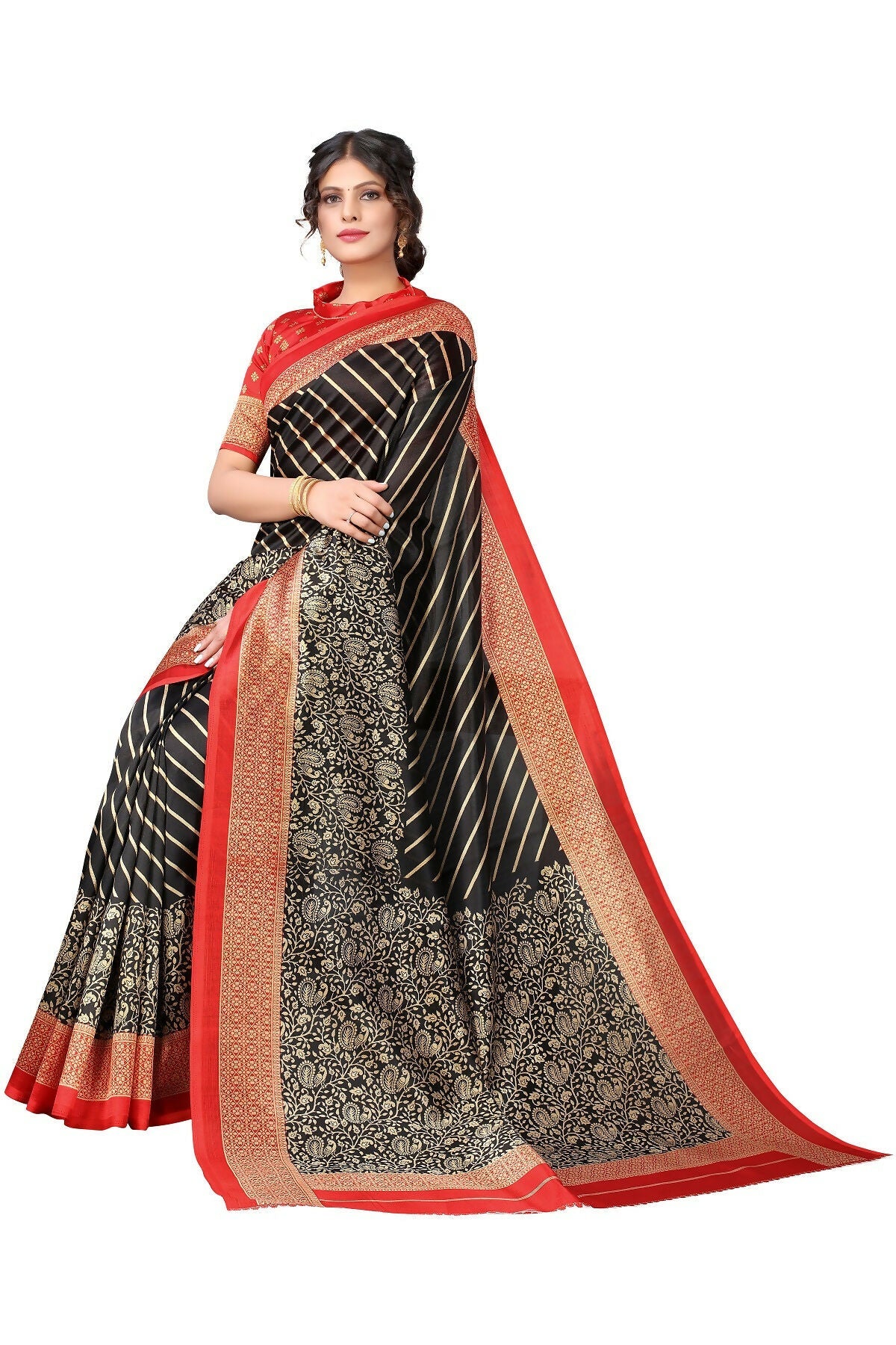 Vamika Black Printed Art Silk Saree