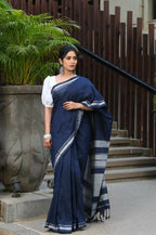 Beatitude Blue Cotton Handloom Saree