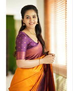 DEIANA'S Beautiful Designer Golden zari Soft Lichi Silk Saree - Yellow