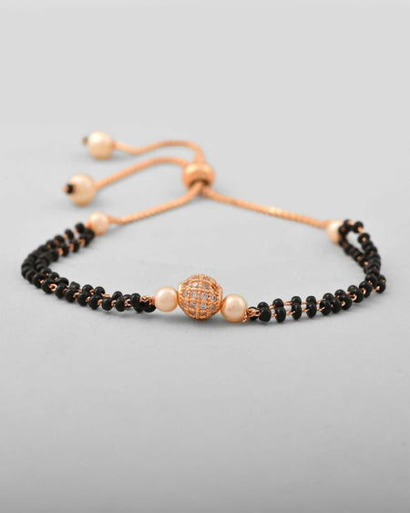 VOJ Gold-Polished AD Stone Studded Mangalsutra Bracalet