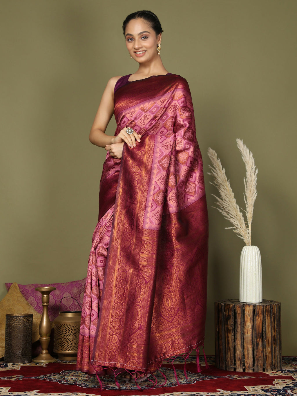 Shree Shyam Fashion Lichi Silk Light Pink Saree - Distacart