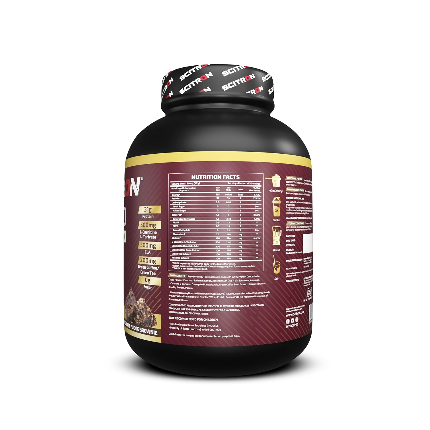 Scitron Ripped Whey Protein Powder Flavor Chocolate Fudge Brownie - Distacart