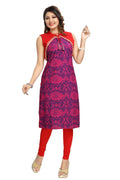 Snehal Creations Pure Purple Jacket Style Printed Sleeveless Kurti For Daily Wear - Distacart