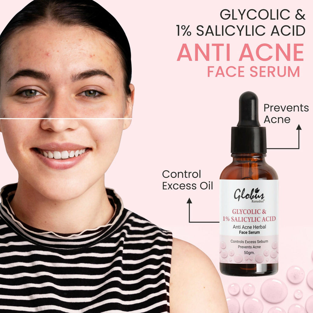 Globus Remedies Glycolic & 1% Salicylic Acid Anti Acne Face Serum