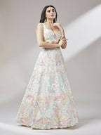 House of Panchhi Cream Net Sequinse Work Lehenga & Blouse with Dupatta
