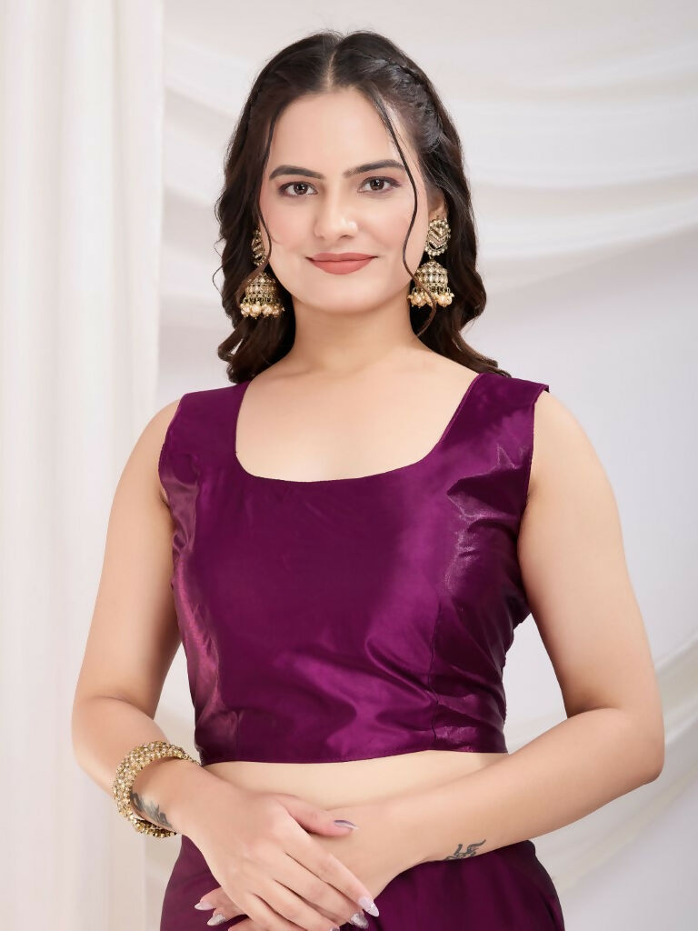 Purple Rangoli Silk Diamond Work Ready To Wear Saree - Tamana