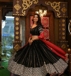 Jyoti Fashion Women's Black Faux Georgette 5MM Sequins with Zari Embroidered Designer Lehenga Choli Set
