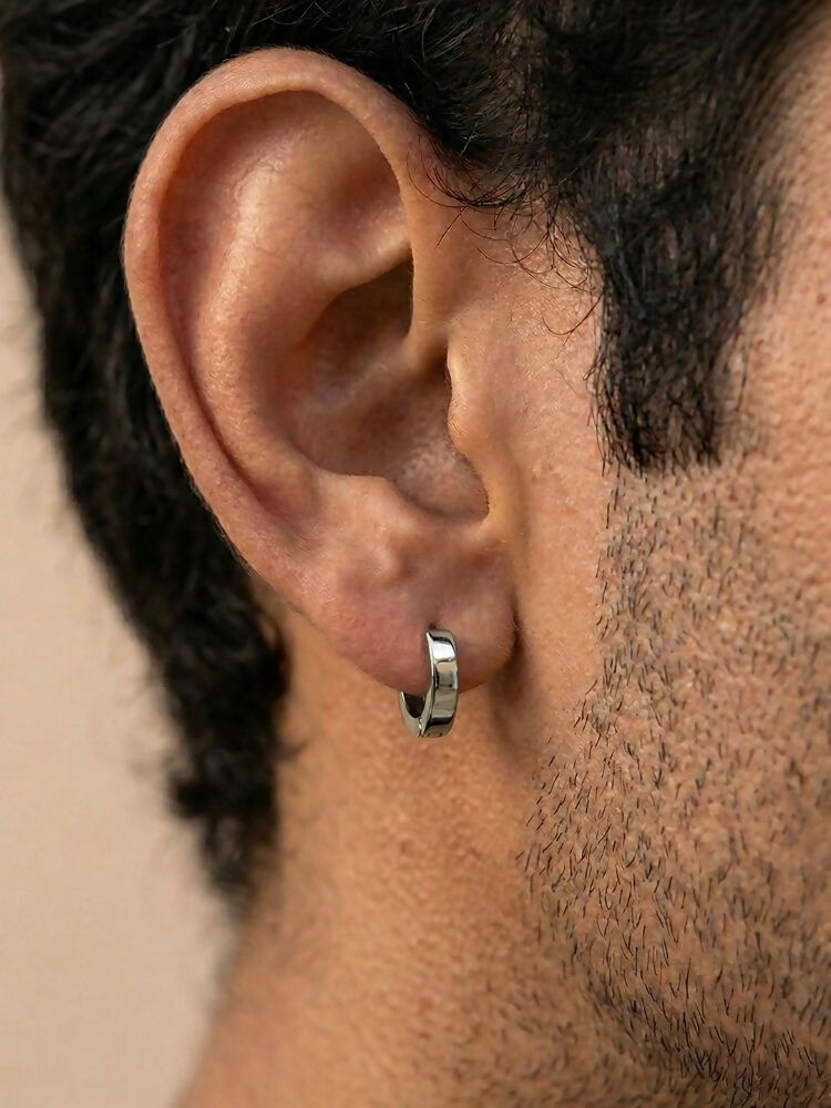 NVR Men's Silver Plated Hoop Earrings - Distacart