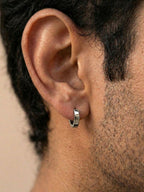 NVR Men's Silver Plated Hoop Earrings - Distacart
