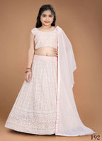 Wedding Designer Light Pink Heavy Fox Georgette Kidswear Lehenga - Aaradhna