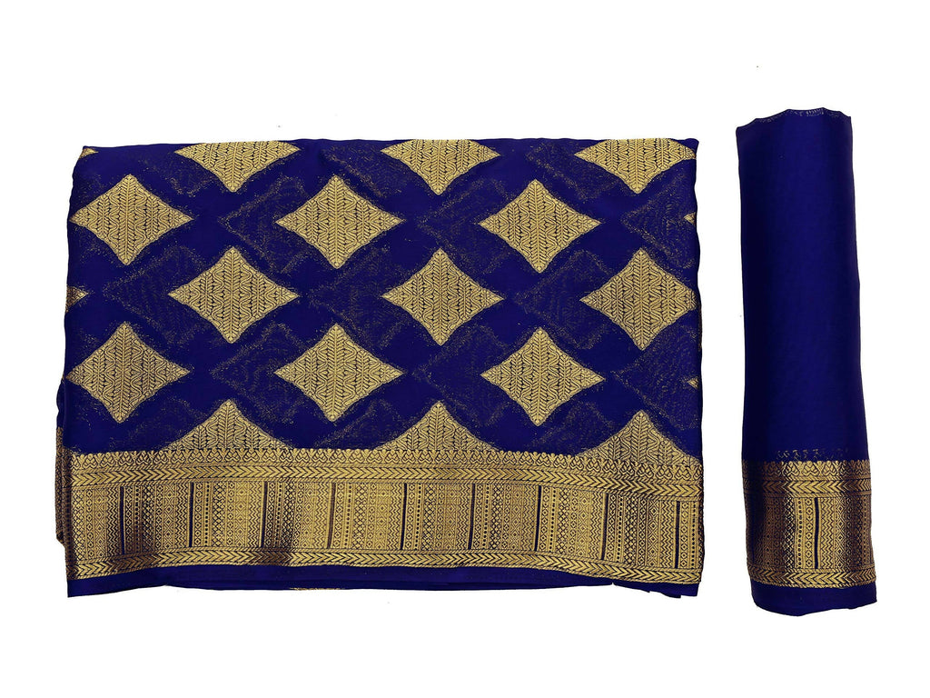 Mimosa Women's Mysore Silk Crepe Dark Blue Saree - Distacart