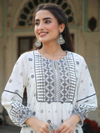 Juniper Women's White Rayon Staple Printed Straight Clothing Set - Distacart