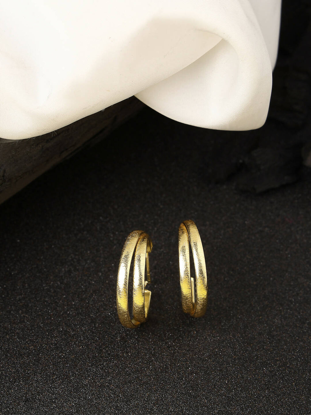 NVR Women Gold-Plated Alloy Circular-Shaped Half Hoop Earrings - Distacart