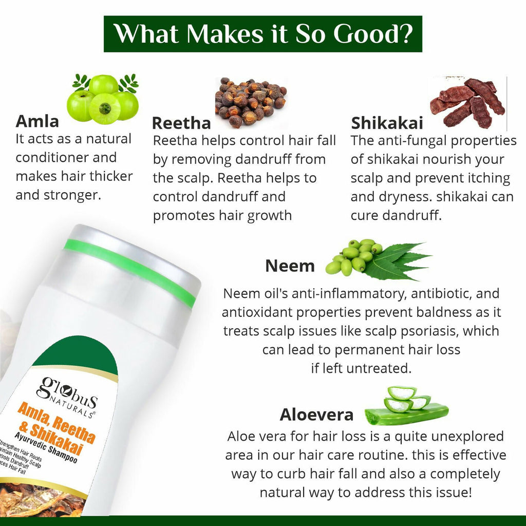 Globus Naturals Amla Reetha Shikakai Shampoo - Distacart