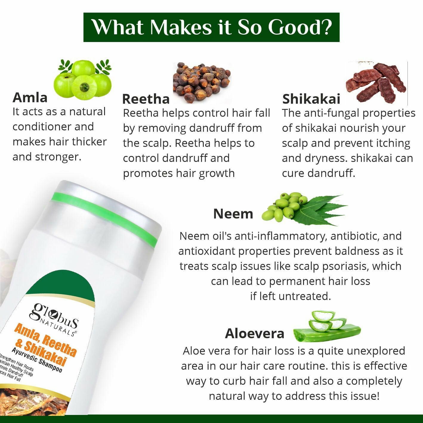 Globus Naturals Amla Reetha Shikakai Shampoo - Distacart