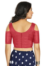 Aastha Fashion Women's Gajri Art Silk Cold Shoulder Sleeve Readymade Blouse