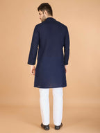 Vastranavya Navy Blue Exclusive Festival Wear Viscose Silk Thread with Sequence Embroidered Work Kurta with Dupatta