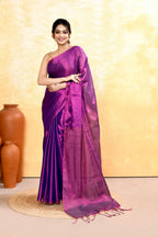 Piyari Fashion Women's Violet Dual Tone Organic Tissue Saree With Blouse Piece - Distacart