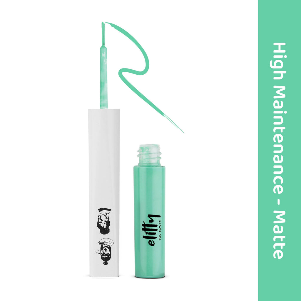 Elitty Cyan Green Pop Color Matte Finish Liquid Eyeliner - High Maintenance-Cyan Green