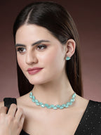 NVR Women's Green Artificial Stones Studded Handcrafted Jewellery Set