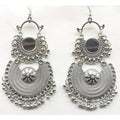 Double Silver Color Chandbali Modern Design Earrings