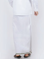Ramraj Cotton Mens Cotton 3/ 4 " Silver Jari Dhoti - White
