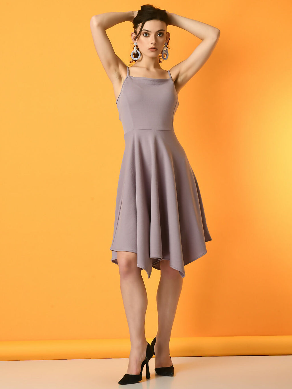 Myshka Women's Lavender Solid Party Dress - Distacart