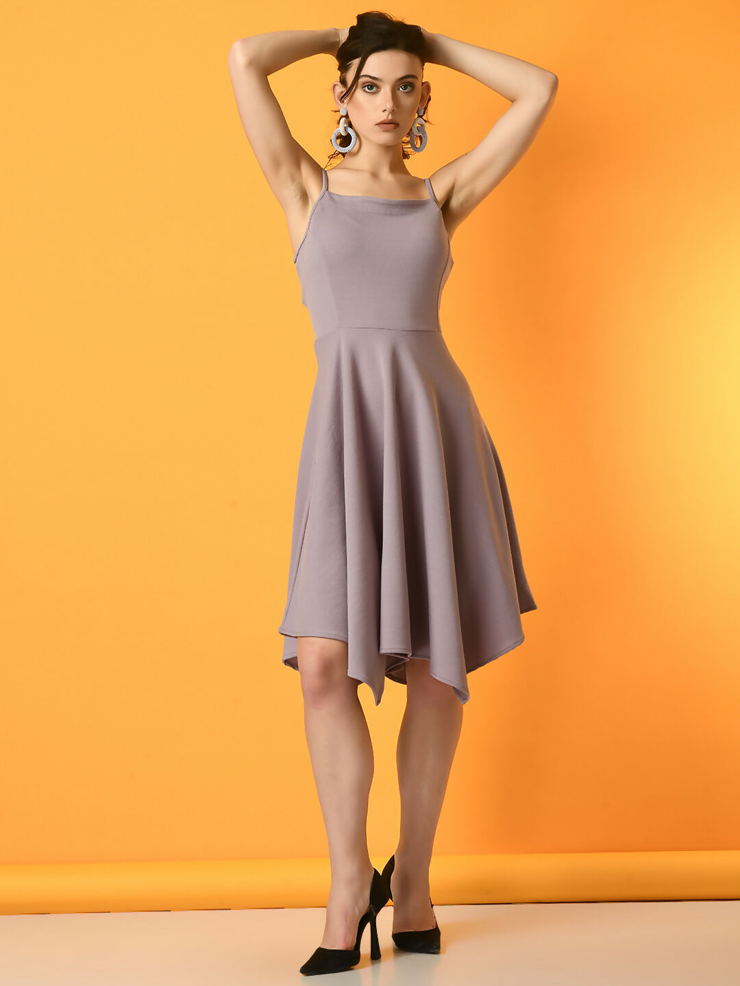 Myshka Women's Lavender Solid Party Dress - Distacart