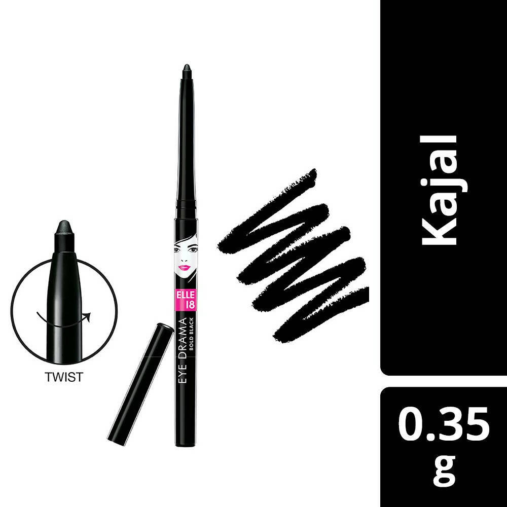 Elle 18 Eye Drama Kajal-Bold Black - Distacart