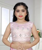 Wedding Designer Pink Net Kidswear Lehenga - Aaradhna