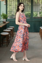 Souchii Multicolour Abstract Print Fit & Flare Midi Dress
