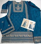 Vastranavya Teal Chinon Silk Embroidered Sequins Pakistani Straight Plaazo Suit