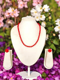 Inhanns Crystal Bloom – Single Line Necklace + Studs - Dark Red