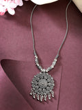 NVR Women's Silver-Toned Floral Shape Pendant with Chain