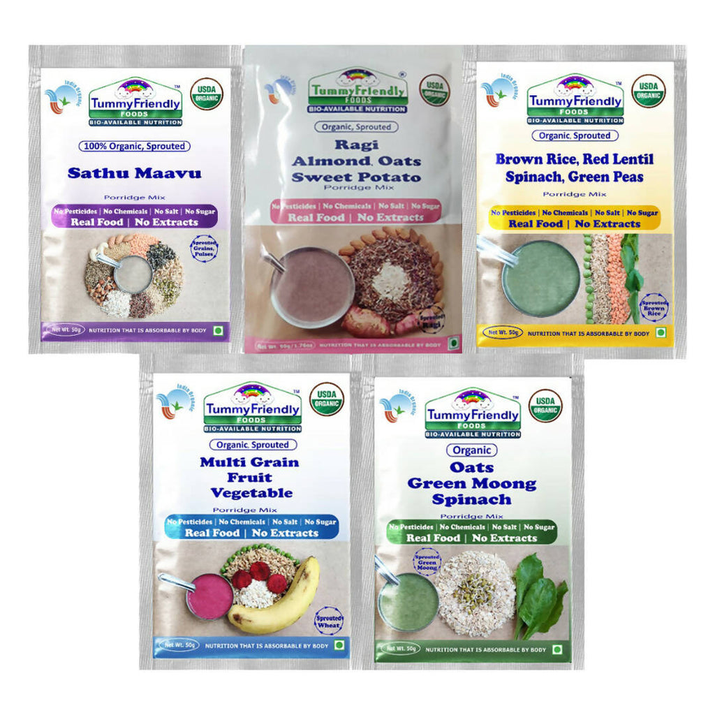 TummyFriendly Foods Organic Stage3 Sprouted Porridge Mixes Trial Packs Combo - Distacart