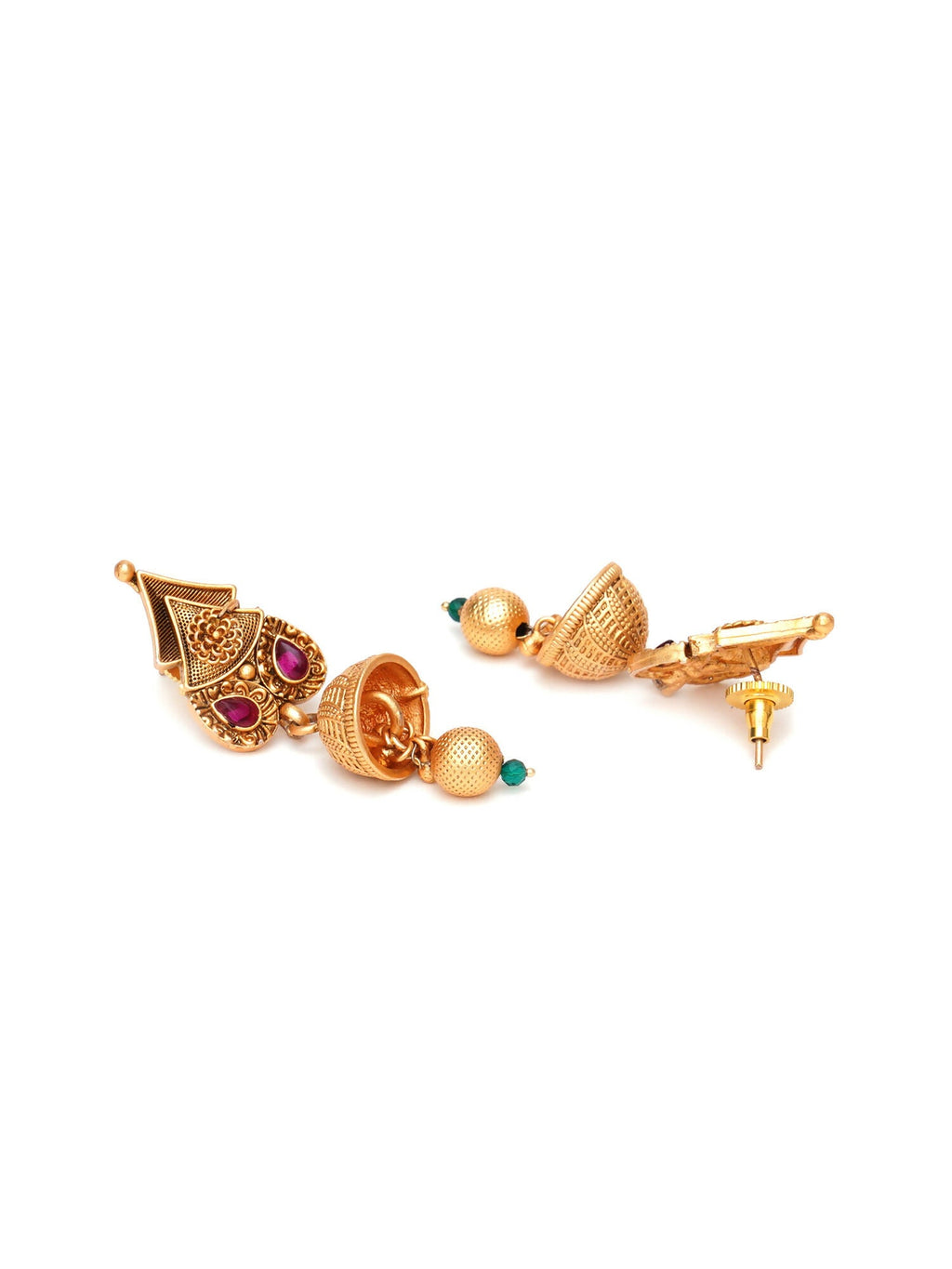 Temple Choker with Matching Jhumki Jewellery Set (Gold) - Ruby Raang