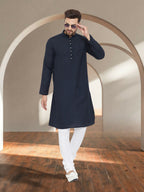 Even Apparels Men's Pure Cotton Navy Kurta