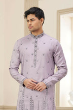 Raivat Ethnic Art Silk Thread Work Kurta Pajama In Purple Colour